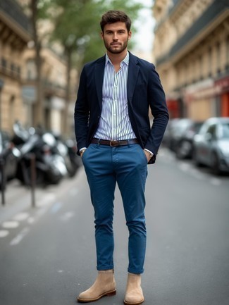 Какие пиджаки носить с бежевыми ботинками дезертами