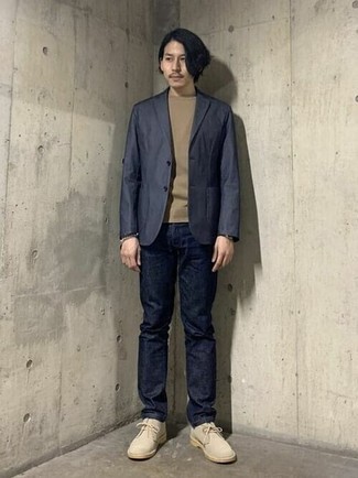 Какие пиджаки носить с бежевыми ботинками дезертами