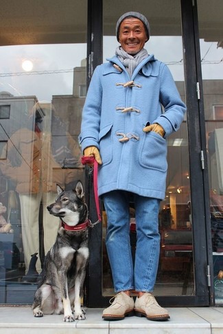 Какие дафлкоты носить с бежевыми ботинками дезертами