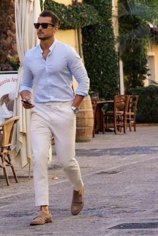 С чем носить бежевые монки с двумя ремешками