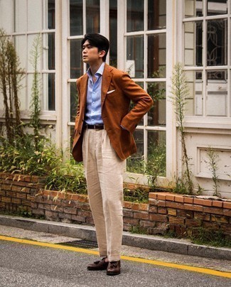 С чем носить бежевые классические брюки мужчине