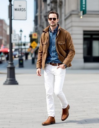 С чем носить бежевую полевую куртку