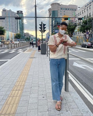 С чем носить бежевые сланцы мужчине