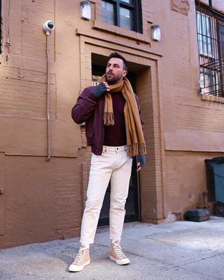 Какие водолазки носить с бежевыми высокими кедами мужчине