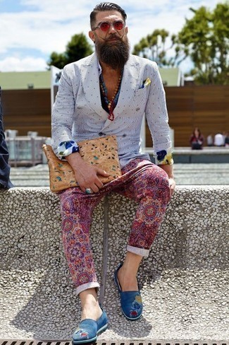 С чем носить бежевый кожаный мужской клатч мужчине