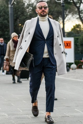 С чем носить бежевое длинное пальто