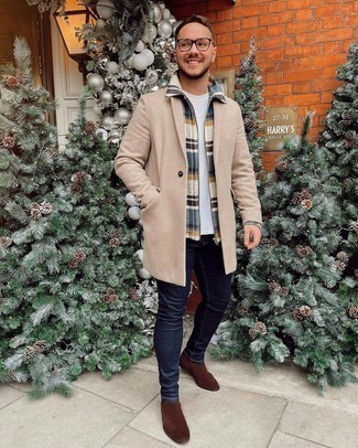 С чем носить бежевое длинное пальто