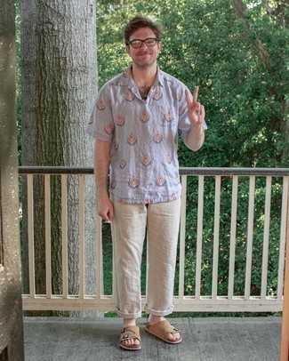 С чем носить бежевые сандалии мужчине