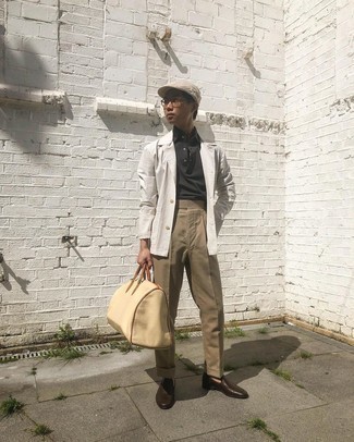 С чем носить бежевый пиджак из жатого хлопка мужчине