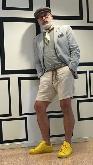 Какие пиджаки носить с бежевыми шортами мужчине