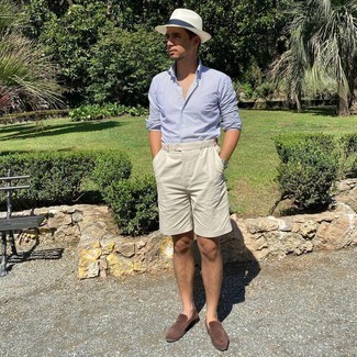 Какие лоферы носить с бежевыми шортами мужчине