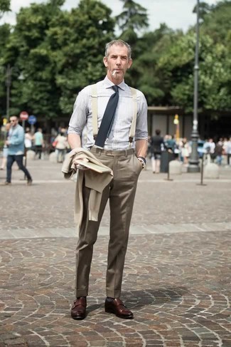 С чем носить бежевые подтяжки