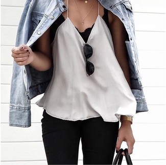 С чем носить бежевую майку женщине