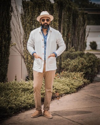 С чем носить бежевую шерстяную шляпу мужчине