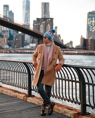 С чем носить бежевую шерстяную водолазку мужчине