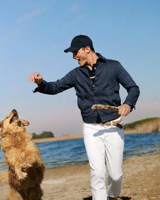 С чем носить бежевый кожаный плетеный ремень мужчине