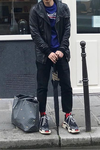 Как носить косуху с кроссовками мужчине