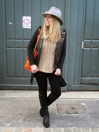 Как носить косуху с вязаным свитером женщине