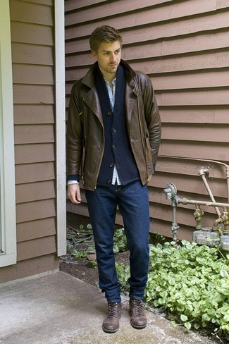 Как носить косуху с кардиганом мужчине