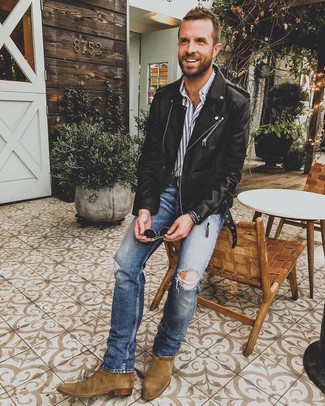 Как носить косуху с классической рубашкой мужчине