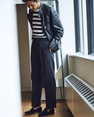 Как носить косуху с туфлями мужчине