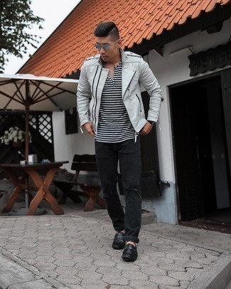 Как носить косуху с мокасинами мужчине