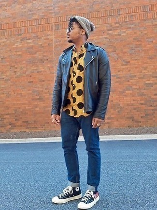 Как носить косуху с высокими кедами мужчине