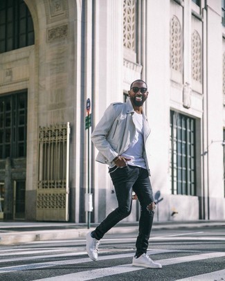 Как носить косуху с джинсами мужчине