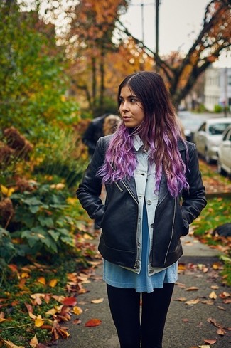 Как носить косуху с леггинсами