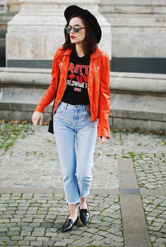 Как носить косуху с лоферами женщине