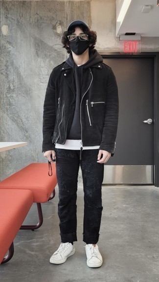 Как носить косуху с низкими кедами мужчине