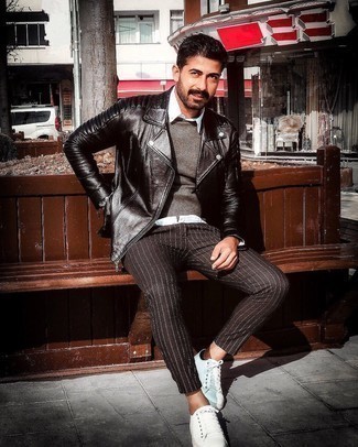 Как носить косуху с низкими кедами мужчине