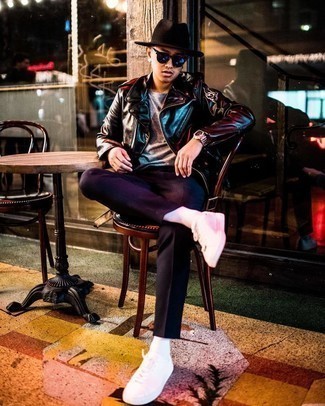 Как носить косуху с низкими кедами мужчине