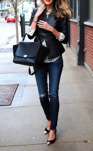 Как носить косуху с туфлями