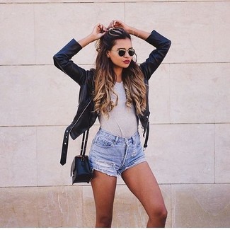 Как носить косуху с шортами женщине