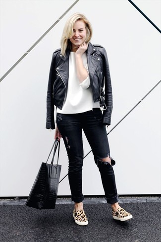 Как носить косуху с слипонами женщине