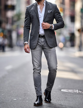 С чем носить черно-серебряный ремень мужчине