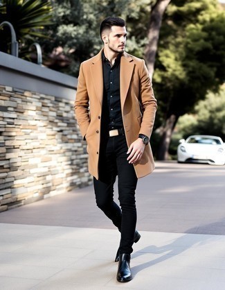 С чем носить черно-серебряную рубашку с длинным рукавом мужчине