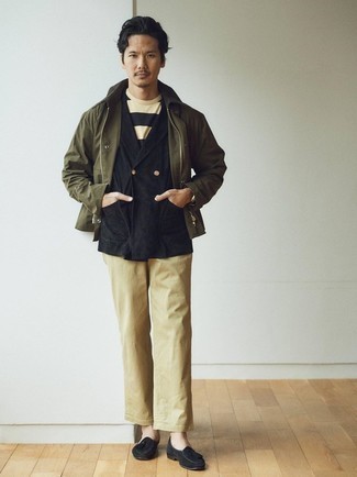 Какие лоферы носить с черно-белым пиджаком мужчине