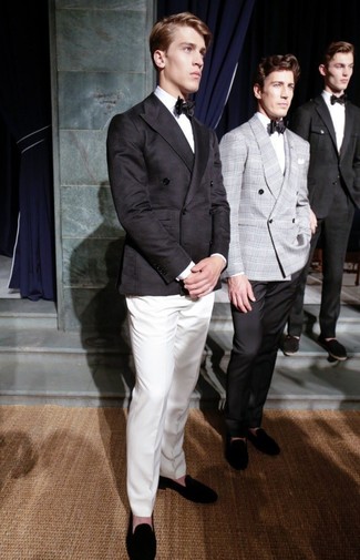 С чем носить черно-белый галстук-бабочку мужчине