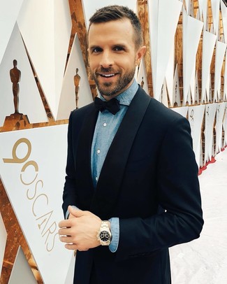 С чем носить черно-белый галстук-бабочку мужчине