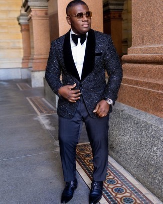 С чем носить черно-белый галстук-бабочку мужчине