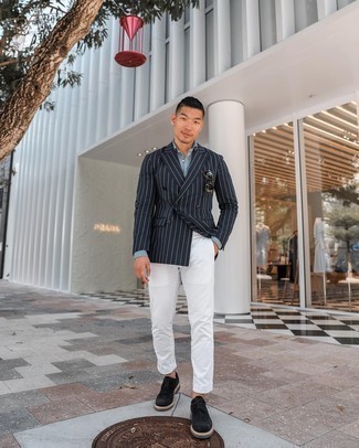 Какие брюки чинос носить с черно-белыми брогами