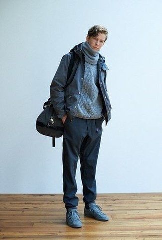 С чем носить черно-белый ремень из плотной ткани мужчине