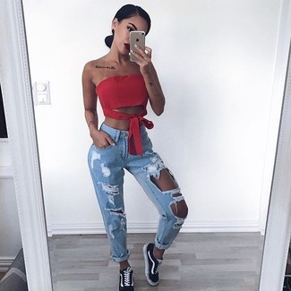 С чем носить черно-белые кеды из плотной ткани женщине