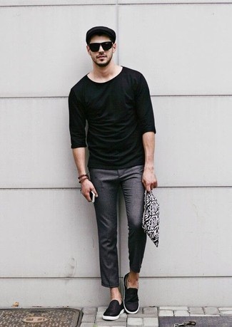 С чем носить черно-белый мужской клатч из плотной ткани мужчине