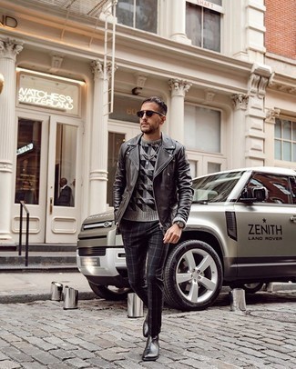 С чем носить черно-белые брюки чинос в клетку