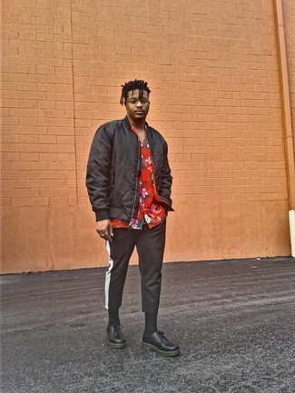 С чем носить черно-белые массивные туфли дерби