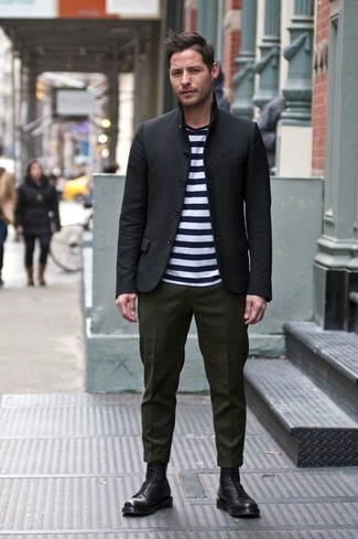 С чем носить черно-белые классические ботинки мужчине