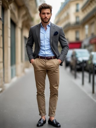 С чем носить черно-белые кожаные лоферы мужчине